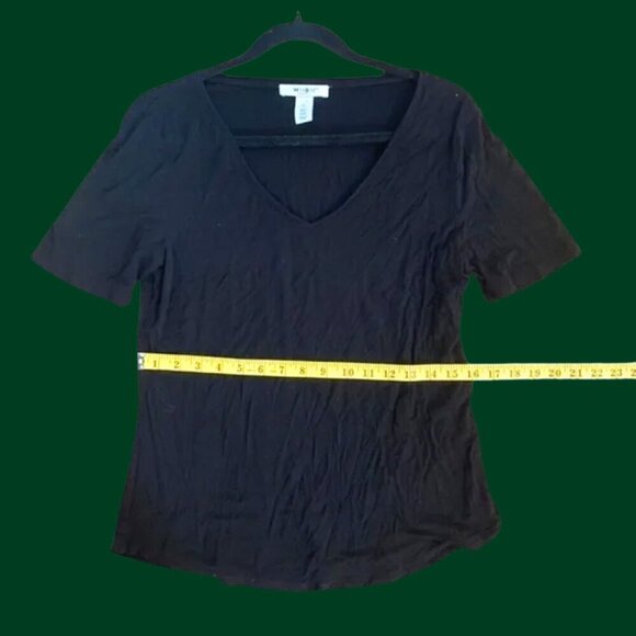 White House Black Market Black V-Neck Short Sleeve Tee | Size M - Picture 4 of 7